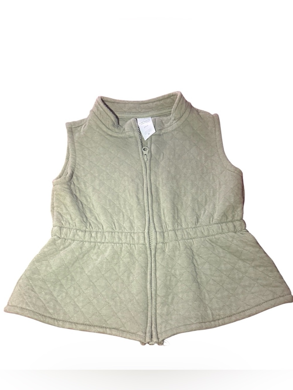 Girls Quilted Sleeveless Vest in Light Sage - Minnie mouse dress tights
